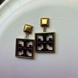Tory Burch Gold and Black Geometric Earrings